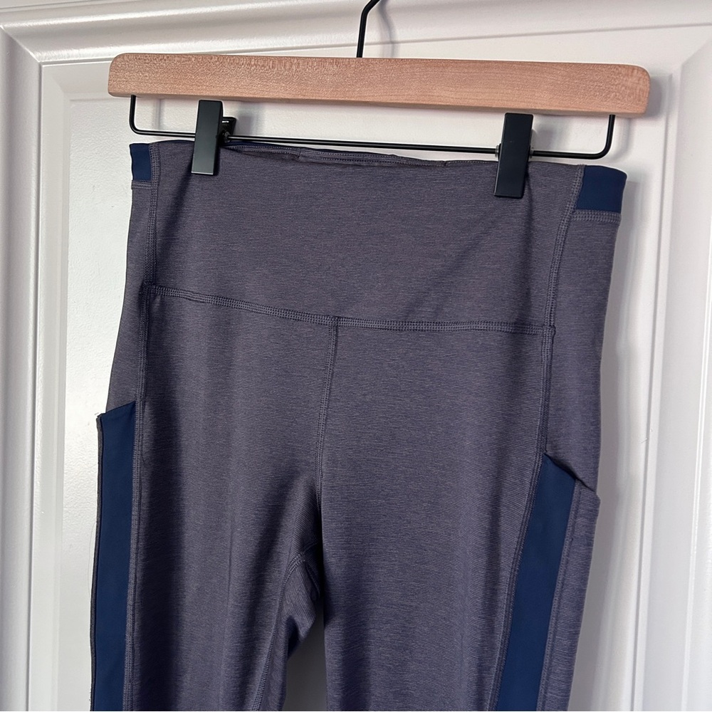 Athleta Ultimate Stash Pocket 7/8 Black Tight Sz Small Heathered Indigo Blue - Picture 3 of 8